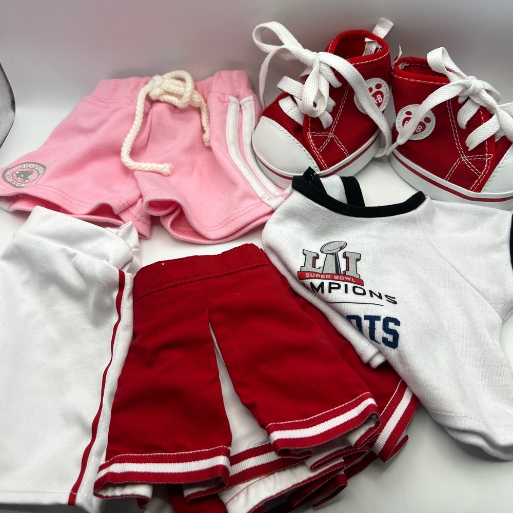 Build-A-Bear Athletic Clothing Lot Patriots Red Sox Shorts Cheerleading Sneakers